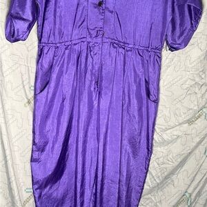 Vibrant 80s Purple jumpsuit with Short Sleeves